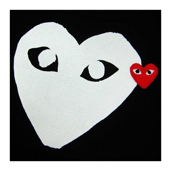 comme des garcons/川久保玲 cdg play女士黑色纯棉短袖t恤 大白心小