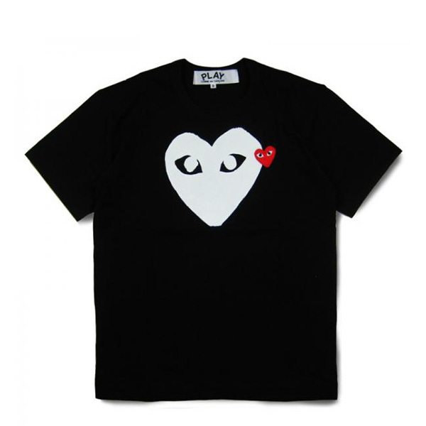 comme des garcons/川久保玲 cdg play女士黑色纯棉短袖t恤 大白心小