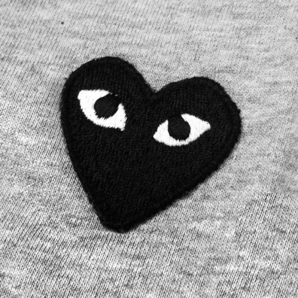 comme des garcons/川久保玲 cdg play男士灰色纯棉短袖t恤 小黑心款