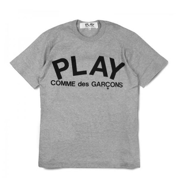 comme des garcons/川久保玲 cdg play男士灰色纯棉短袖t恤 黑play款