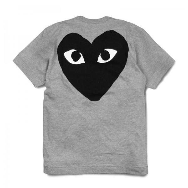 comme des garcons/川久保玲 cdg play男士灰色纯棉短袖t恤 后背黑心