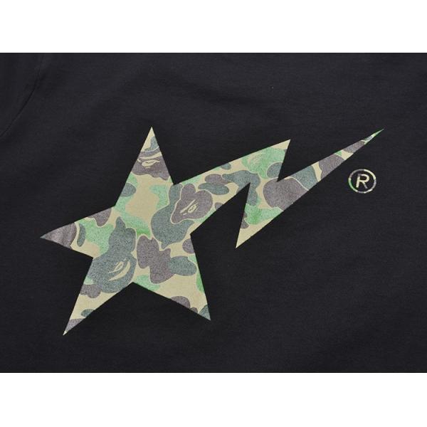 a bathing ape/bape正反迷彩闪电星女士黑色纯棉短袖t恤c001758 绿色