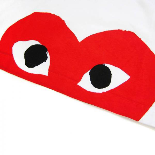 comme des garcons/川久保玲 cdg play女士白色纯棉短袖t恤 半红心款