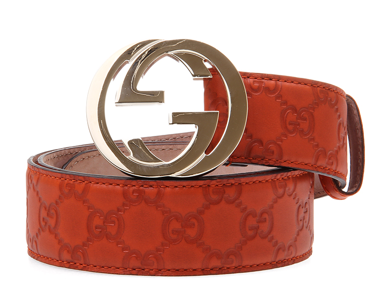 gucci腰带固定绳图解,gucci腰带固定绳剪了 gucci(古驰) 橘红色皮质金色双g腰带90