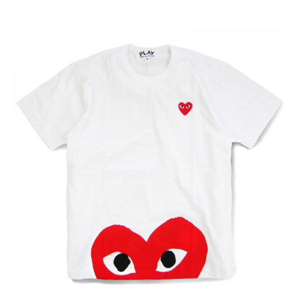 comme des garcons/川久保玲 cdg play男士白色纯棉短袖t恤 半红心款