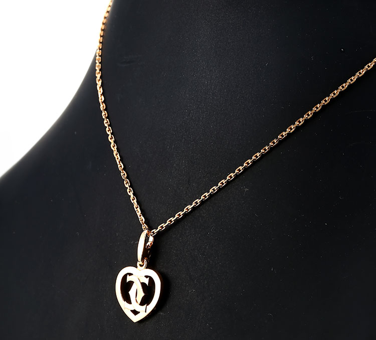 cartier(卡地亚) 18k玫瑰金爱心logo吊坠项链
