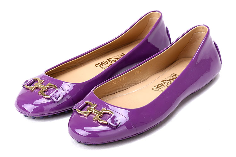 ferragamo(菲拉格慕 紫色漆皮金扣平底鞋·36#排行|ferragamo