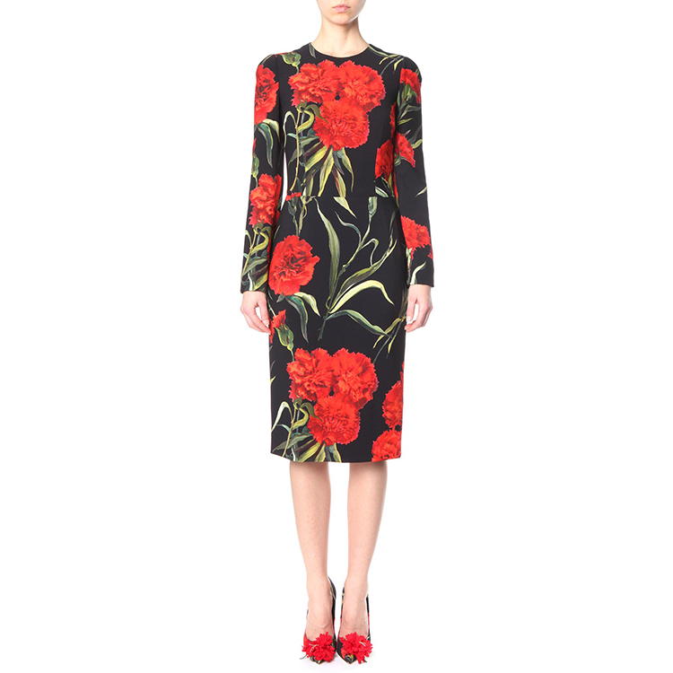 dolce&gabbana/杜嘉班纳花色真丝女士连衣裙gb f60y4tfsrd2_x0801