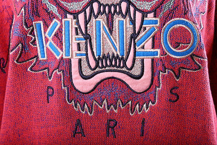 kenzo(高田贤三) 桃粉色虎头图案针织套头衫m