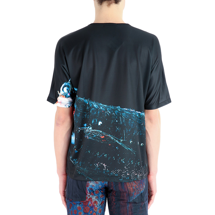 issey miyake/三宅一生男士彩色卡通鱼涤纶短袖t恤gb