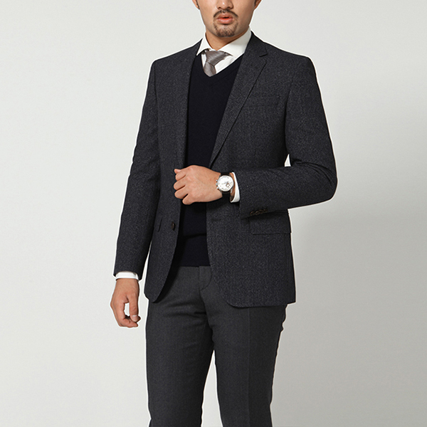hugo boss/雨果波士男士蓝色格纹羊毛商务时尚西服单衣