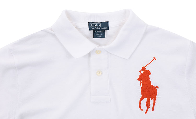 polo ralph lauren(polo ralph lauren) #白底橙色logo纯棉男士短袖
