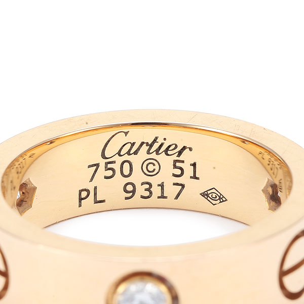 cartier(卡地亚) love系列18k玫瑰金三钻戒指51