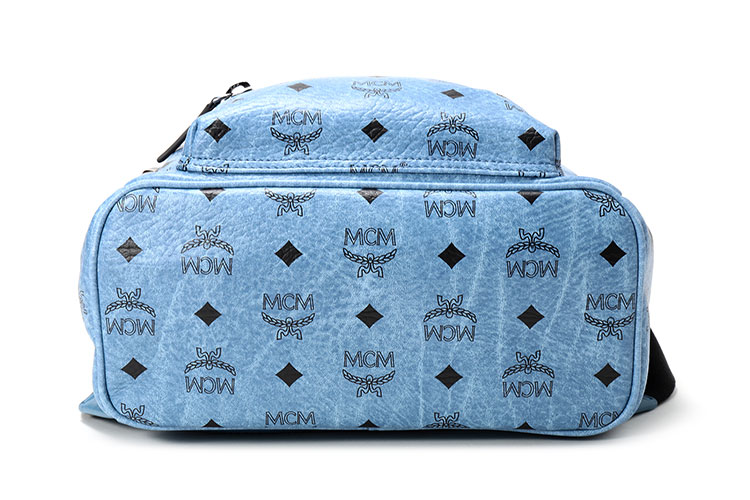 mcm(mcm 牛仔蓝色pvc铆钉双肩包
