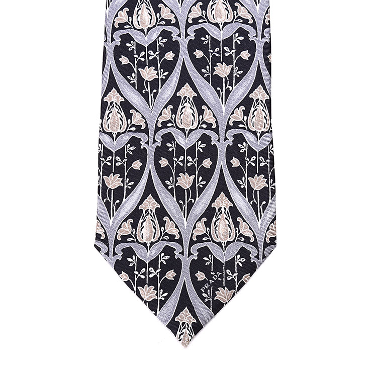 prada(普拉达) 黑色系灰色花纹图案领带