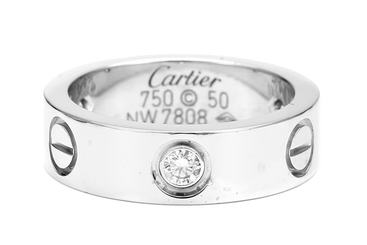 cartier(卡地亚) love系列18k白金三钻戒指 50
