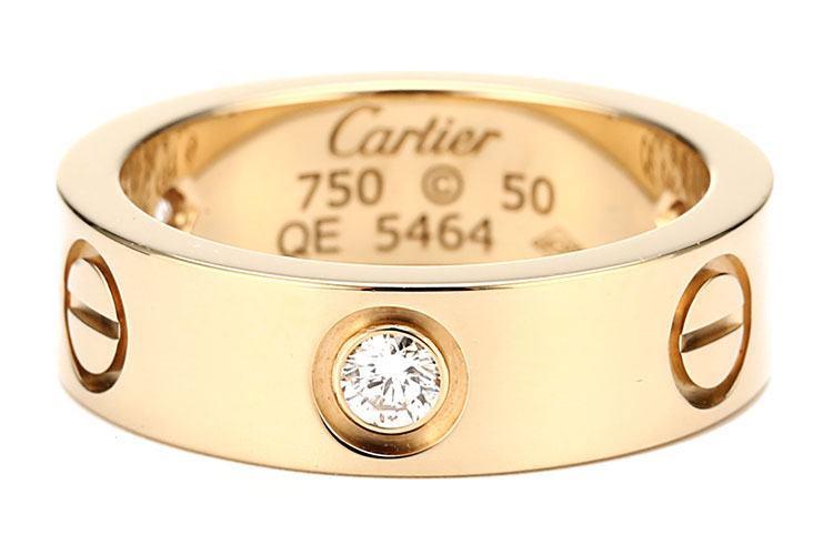 戒指/指环】cartier(卡地亚) love系列18k黄金三钻戒指50#【正品 价格