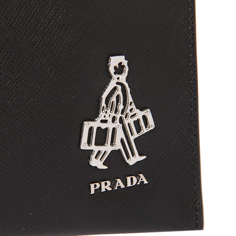 prada(普拉达) 黑色皮质金属图标大号手包