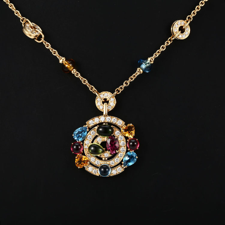 bvlgari(宝格丽) 18k黄金彩宝镶钻项链