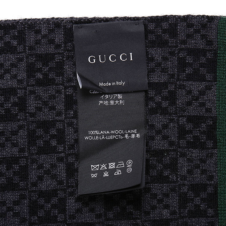 gucci(古驰) 黑色格纹款羊毛围巾