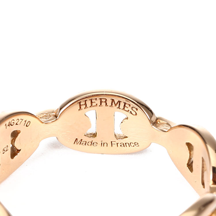 戒指/指环】hermes(爱马仕) 18k玫瑰金猪鼻扣戒指52#【正品 价格 图片