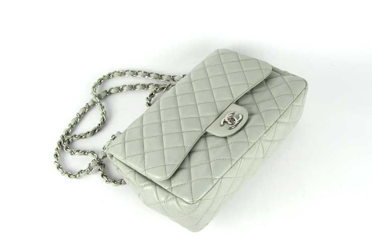 儿 CF系列大号浅灰色皮质女士单肩包 斜挎包【