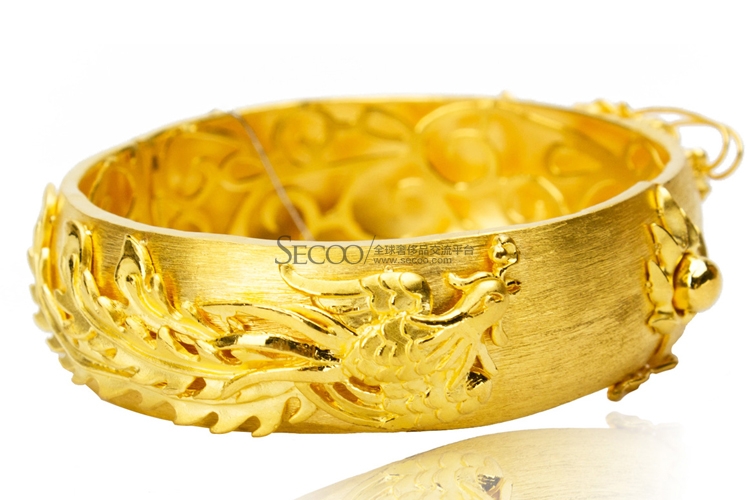 宝易金珠宝 金春送福 999 千足金 精品婚嫁系列 龙凤呈祥手镯 金重