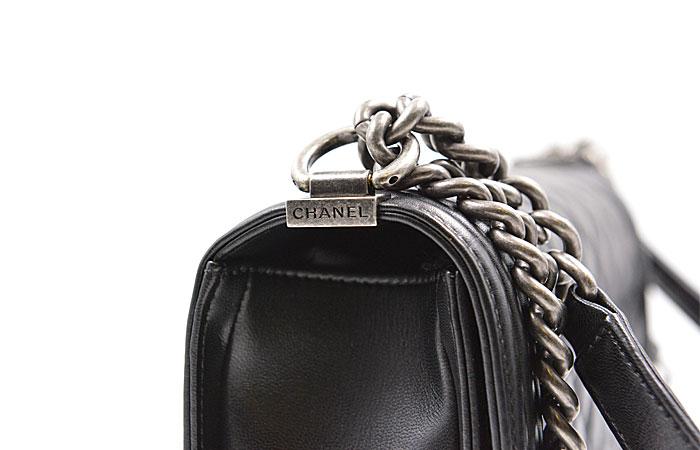 chanel/香奈儿 黑色经典款女士羊皮le boy 单肩包 中号