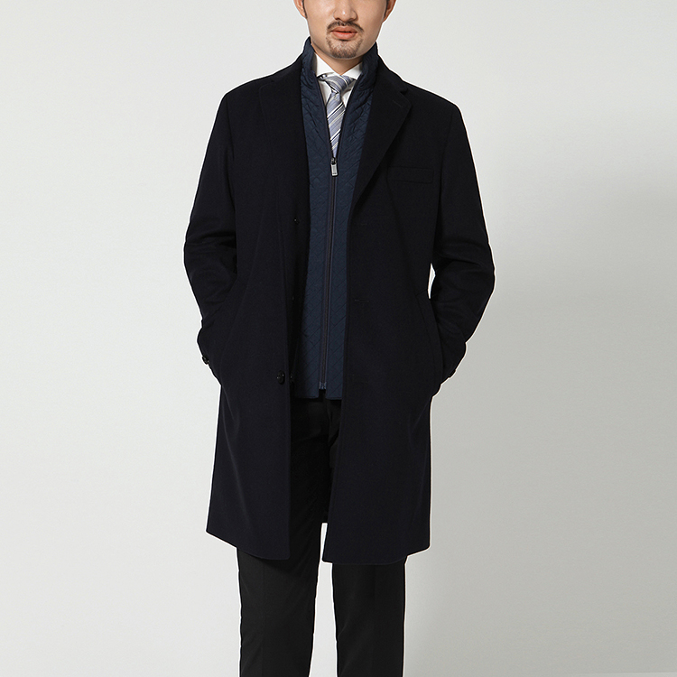 hugo boss/雨果波士男士外套-蓝色羊毛商务经典大衣