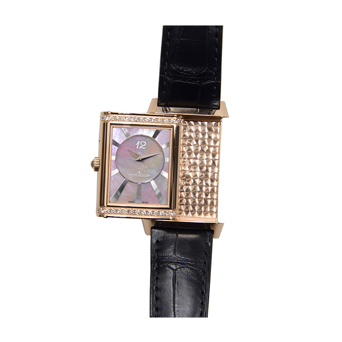 jaeger-lecoultre/积家 翻转系列 玫瑰金镶钻 机械女表 q3302421