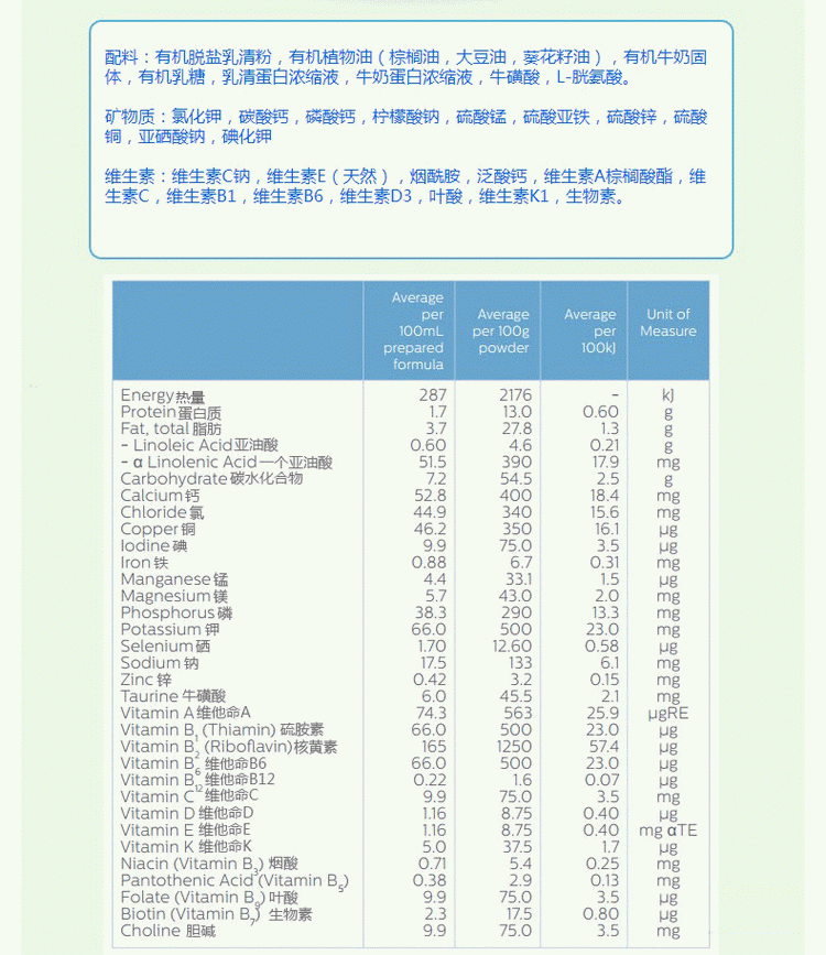 天然牧场 有机幼儿配方奶粉 900g 贝拉米1段(0-12个月 3罐套装