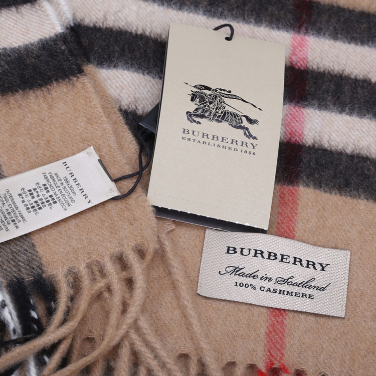 burberry/博柏利 男女通用 giant icon山羊绒格纹流苏围巾 3929522