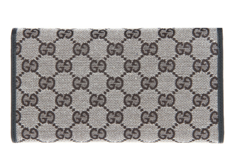 gucci/古驰 灰色帆布女士按扣钱包257303
