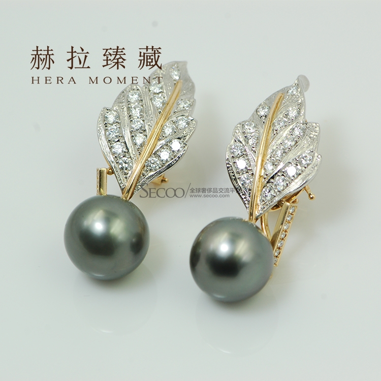 【heramoment 赫拉臻藏】heramoment 赫拉臻藏 18k白金黑珍珠耳坠