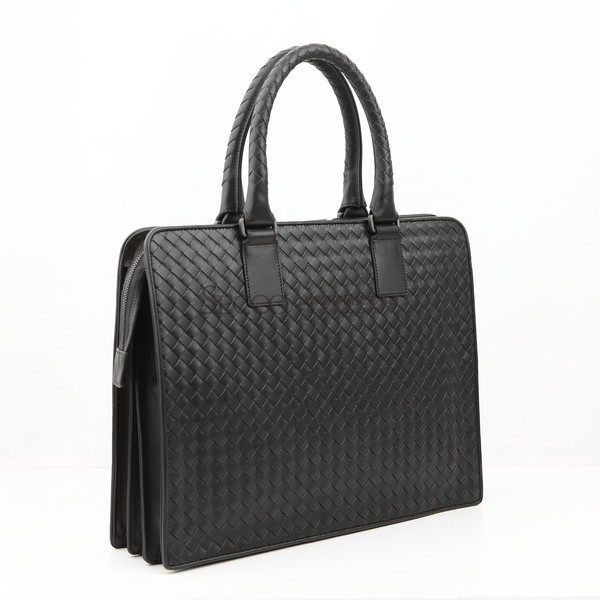 bottega veneta/葆蝶家 bv男士水墨灰色牛皮编织手提包/公文包/商务包