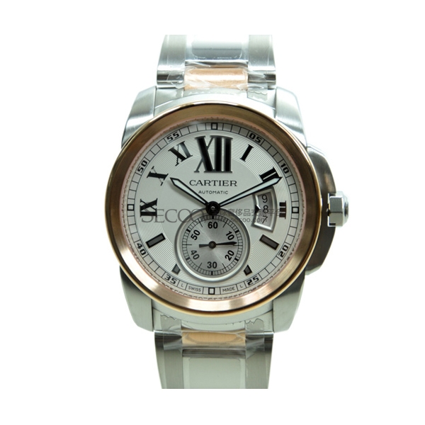 cartier/卡地亚 calibre系列18k玫瑰金男士机械腕表w7100036