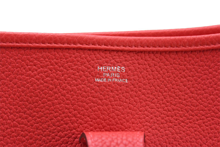 hermes/爱马仕 女士牛皮糖果红色evelyne系列单肩斜挎包