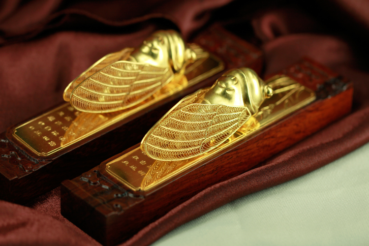 royal jewelry/皇家珠宝 s925银镀金 花丝镶嵌 垂緌錾刻镇尺
