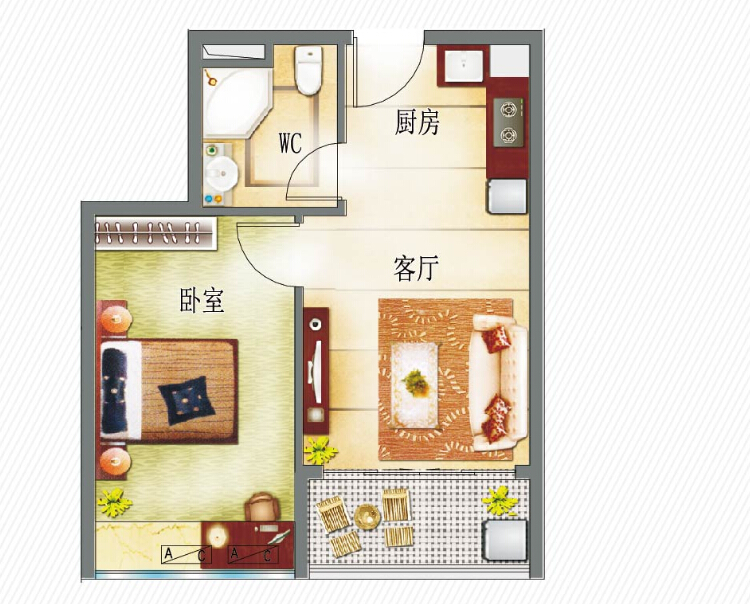 碧桂園馬來西亞金海灣公寓 兩居室 75.7㎡