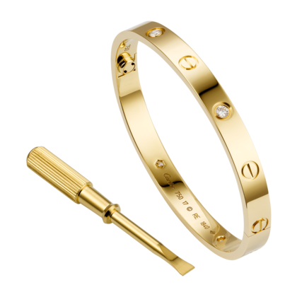 cartier/卡地亚love系列四钻18k玫瑰金手镯b6035917 金色 xl