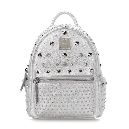 mcm/mcm 女士 牛皮 金属水钻装饰 亮面 双肩包 al