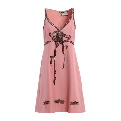 gucci/古驰 女士 羊毛 真丝 蝴蝶结装饰 连衣裙 sp