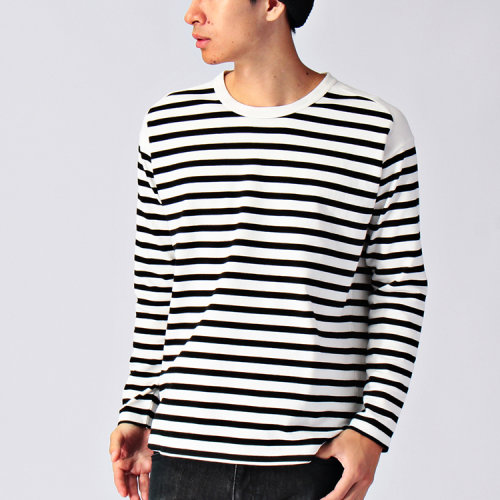 tk/tk 2015aw 男士纯棉黑白条纹长袖t恤17037158