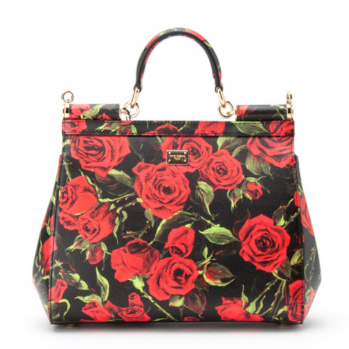 dolce&gabbana/杜嘉班纳 玫瑰花图案小牛皮单肩包du