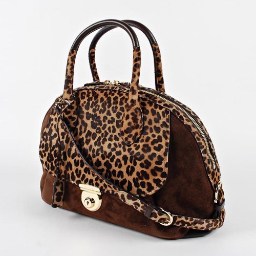 salvatore ferragamo/菲拉格慕 女士 真皮 时尚豹纹拼接 手提包 sp