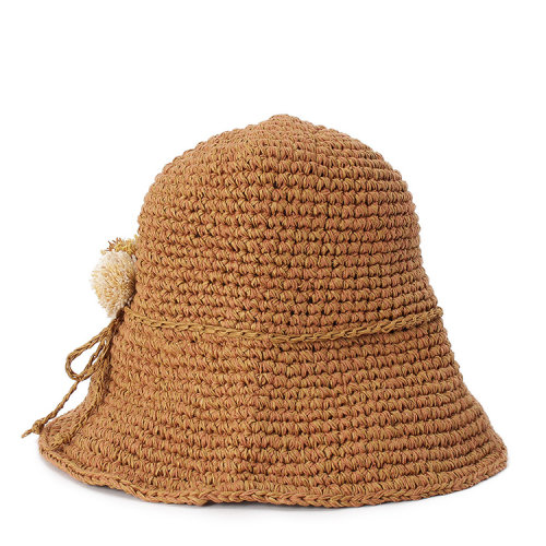 the emporium 2016ss女士绒球植物纤维编织帽56528017