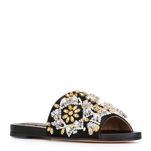 rochas/巴黎罗莎时尚镶钻女士拖鞋of