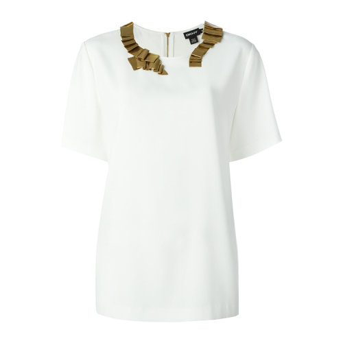 dkny/唐娜 凯伦 女士 合成纤维 褶皱条带装饰 短袖t恤 al