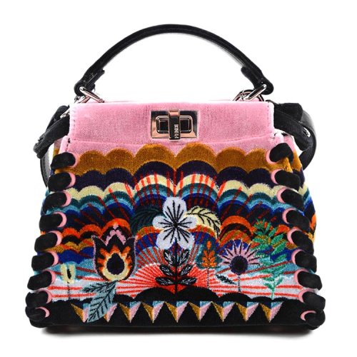 【包邮包税】fendi/芬迪 女士 牛皮 图案印花 手提包 sp