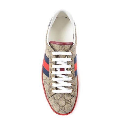 gucci古驰男士logo图案印花双色条纹小牛皮休闲鞋sp